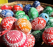 Easter Eggs in a basket at an Easter market