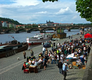 Prague farmers' market by the river in Prague